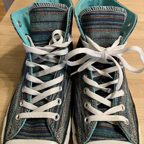 Converse Mens All Star High Top Peacock Acor Striped Sneakers Size 9 Blue SP EXC - Picture 9 of 12